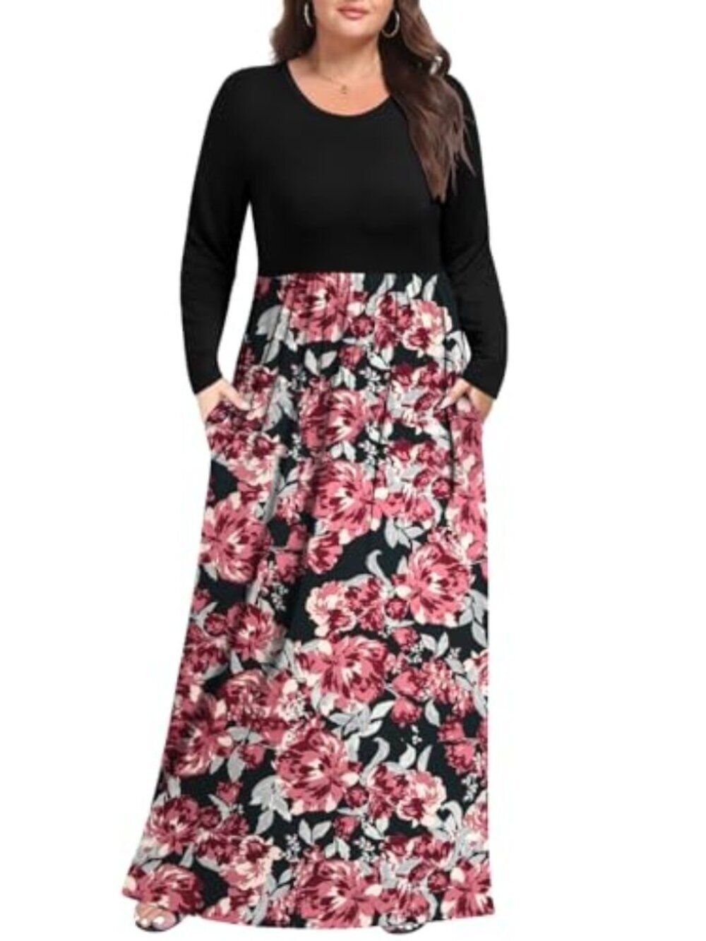 🆕 Plus Size Maxi Dresses for Women Long Sleeve Casual Long Dress with Pockets